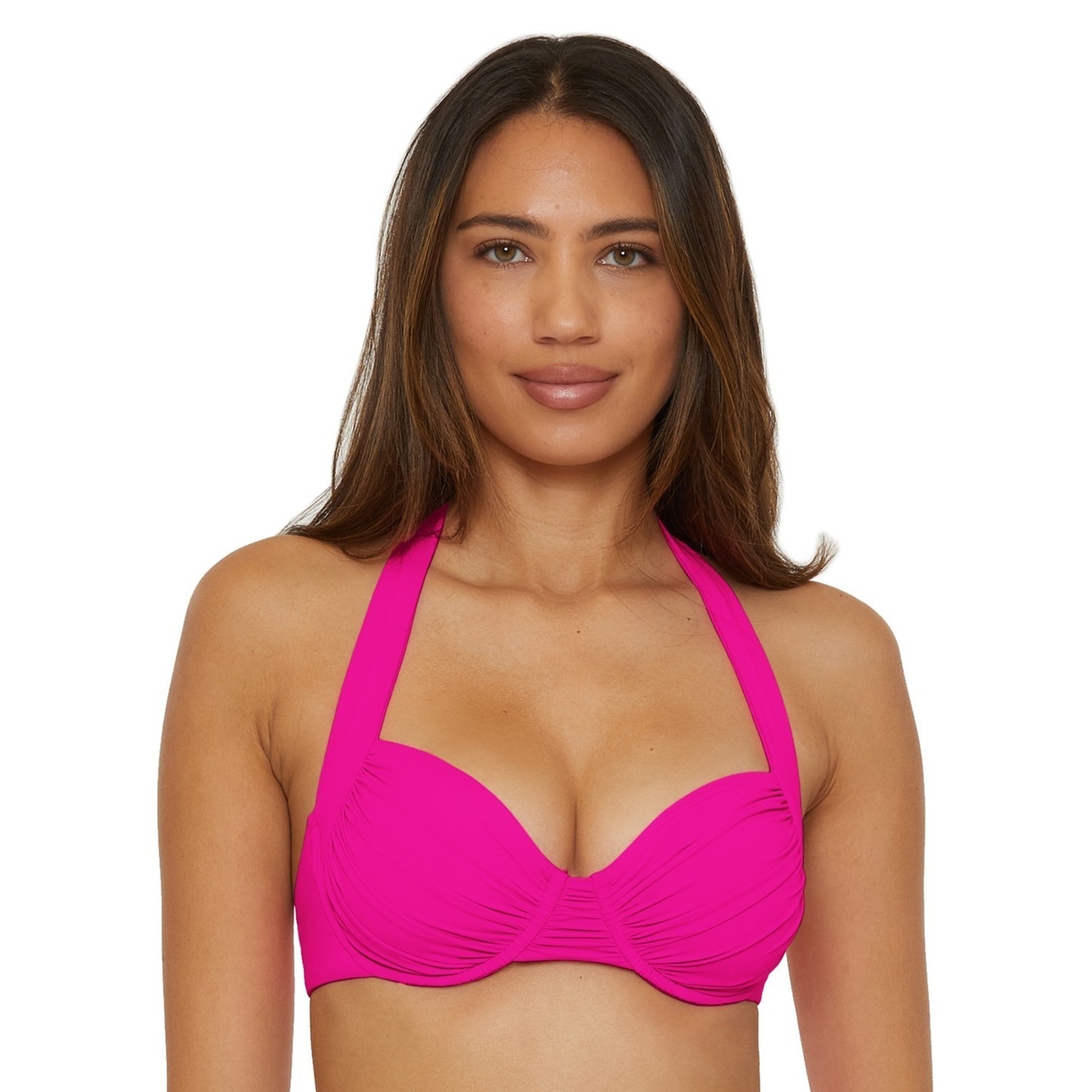 Becca Women's Ruched Underwire Bikini Top Azalea Size S 2418